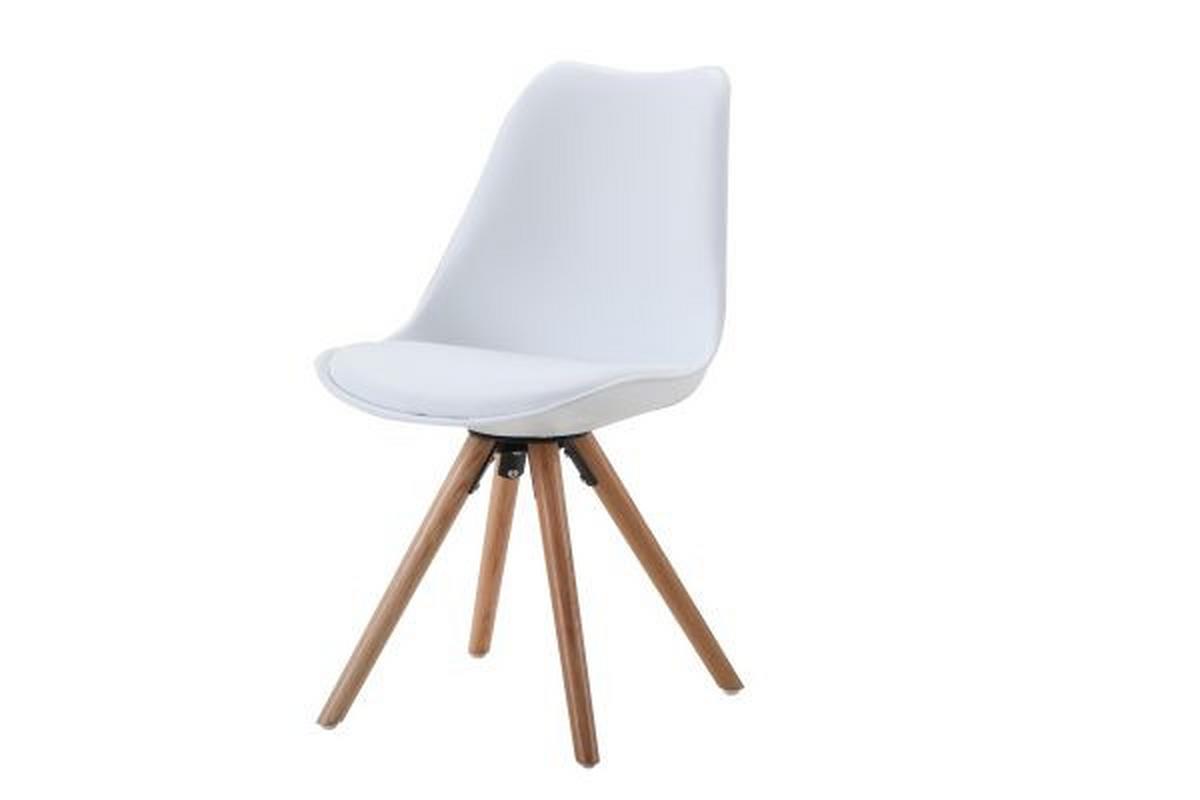 Schalenstuhl Levi Weiß Lederlook Echtholz Beine - Eichefarben/Weiß, MODERN, Holz/Kunststoff (48/81/57cm) - Ondega