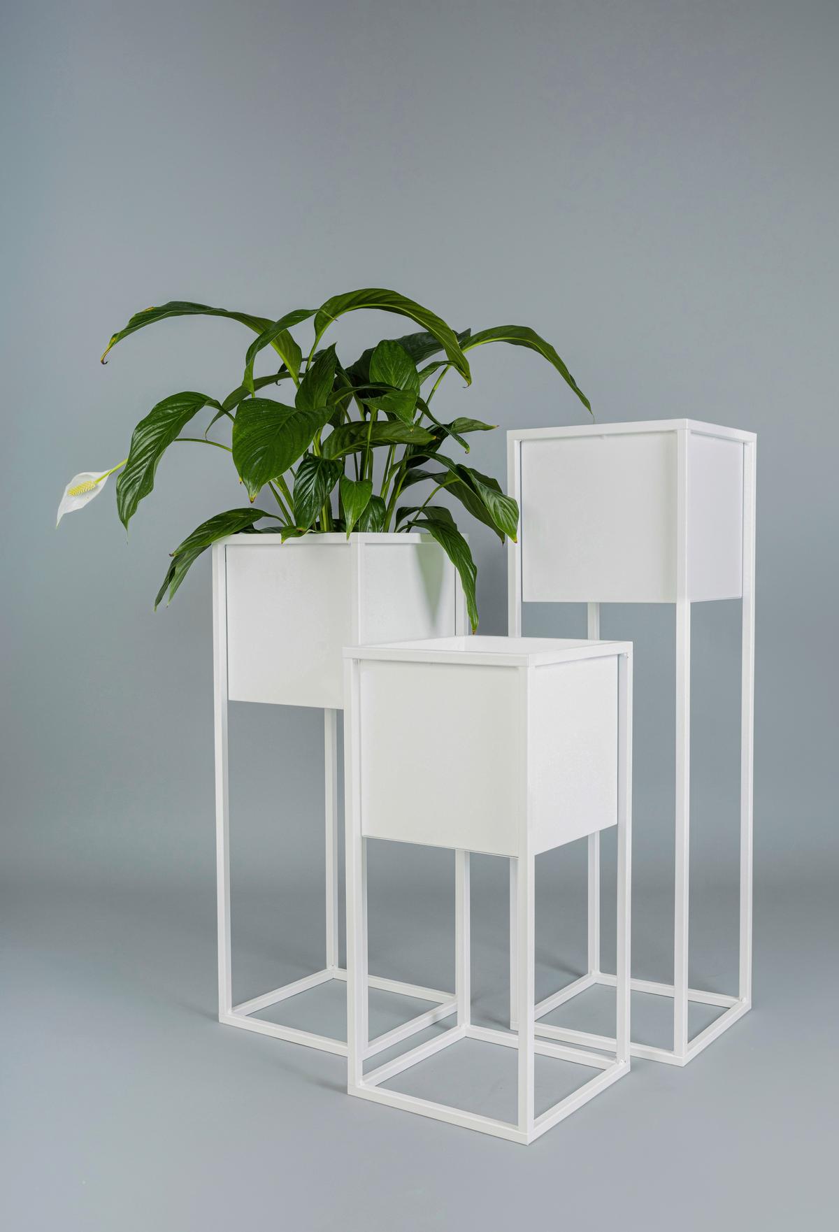 Blumenständer Metall Weiß Bxhxt: 28x60x28 Cm - Weiß, Basics, Metall (28/60/28cm)