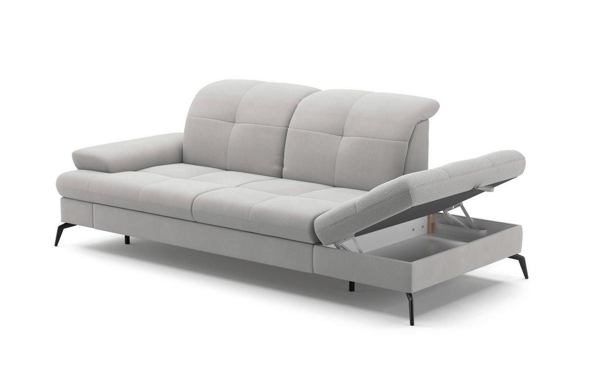 Récamiere Amica E, Silberfarben B: 231cm - Silberfarben/Schwarz, KONVENTIONELL, Textil (231/90/122cm) - Sit & More