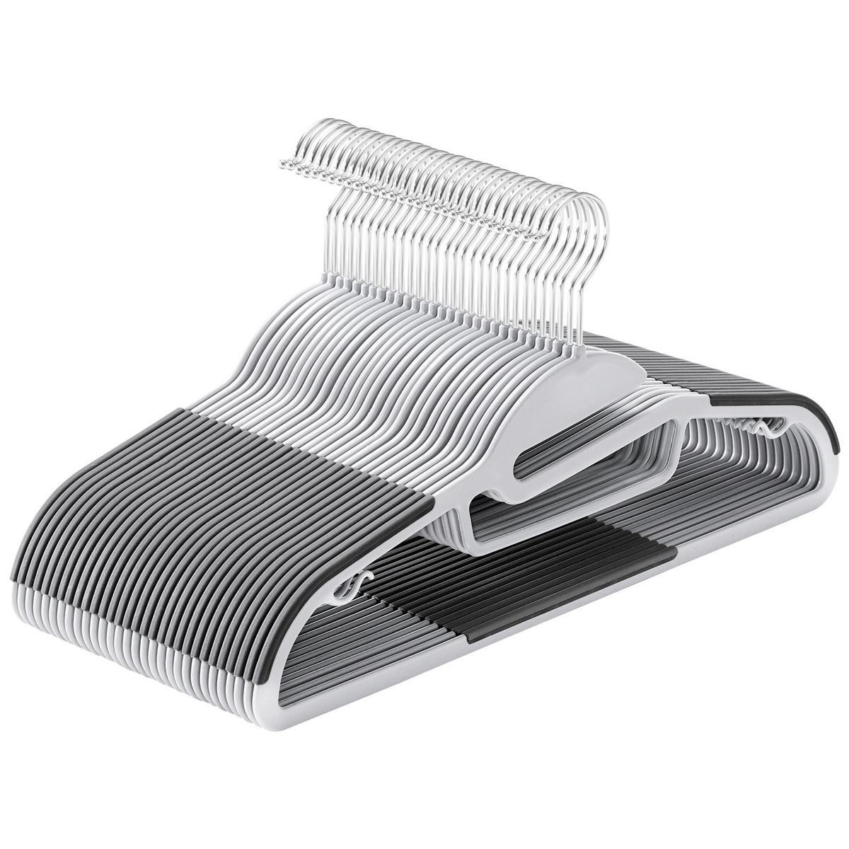 Kleiderbügelset Grau B: 41,5 cm - Grau, Basics, Kunststoff/Metall (41,5cm)