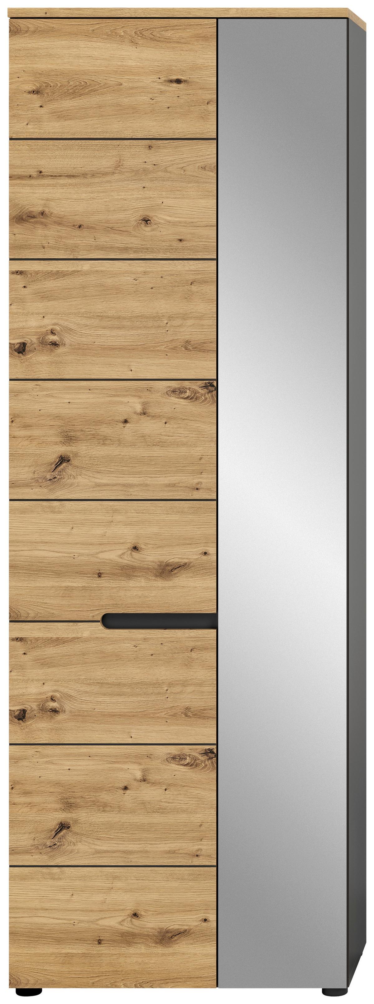 Garderobenschrank Basalt Grau Nb, Artisan Nb - KONVENTIONELL, Glas/Holzwerkstoff (65/190/37cm) - MID.YOU