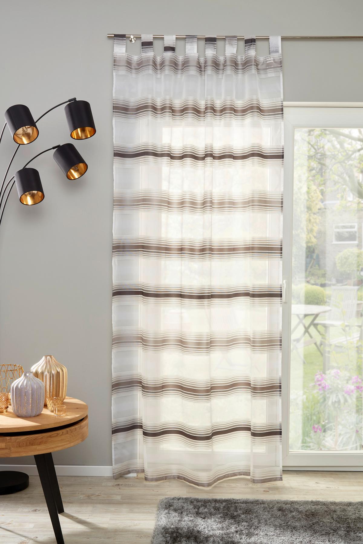 Vorhang mit Schlaufen und Band Fianna 140x245 cm Silber/ Weiß - Silberfarben, KONVENTIONELL, Textil (140/245cm) - Luca Bessoni