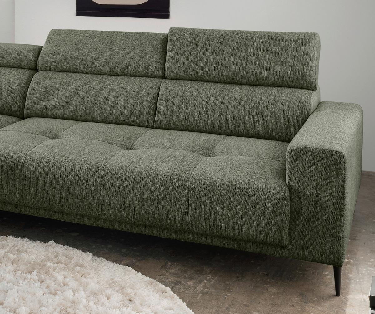 Ecksofa Intera Dunkelgrün S: 188x276 Cm - Dunkelgrün/Schwarz, KONVENTIONELL, Textil (188/276cm) - Livetastic