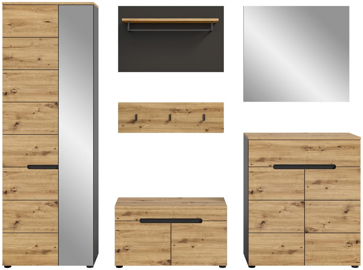 Garderobe Basalt Grau Nb, Artisan Nb - KONVENTIONELL, Glas/Holzwerkstoff (255/190/37cm) - MID.YOU