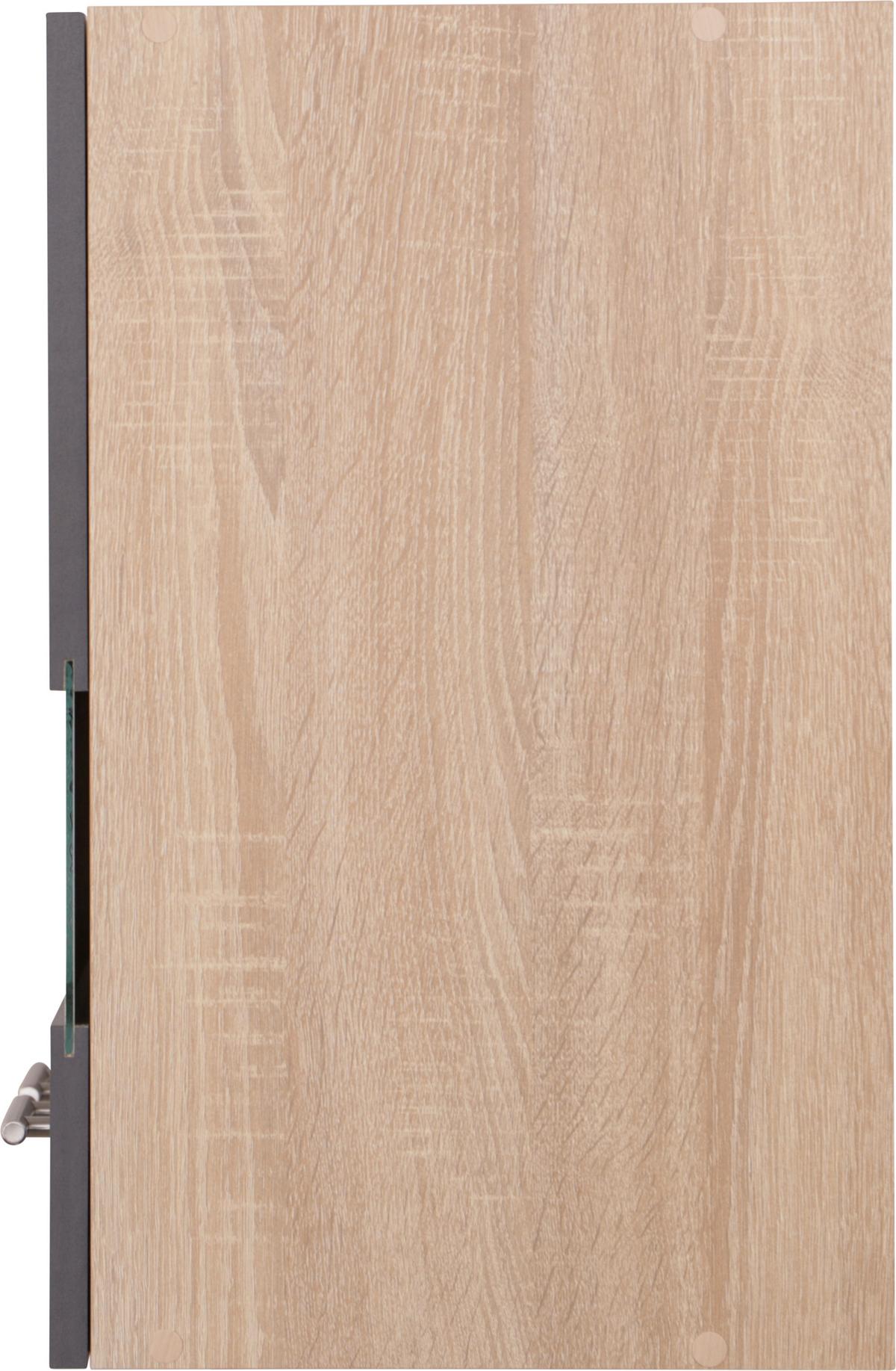 Küchenoberschrank Merle Grau/Eiche Dekor B:110cm - Eichefarben/Grau, Basics, Glas/Holzwerkstoff (110/56,1/34,6cm) - Respekta