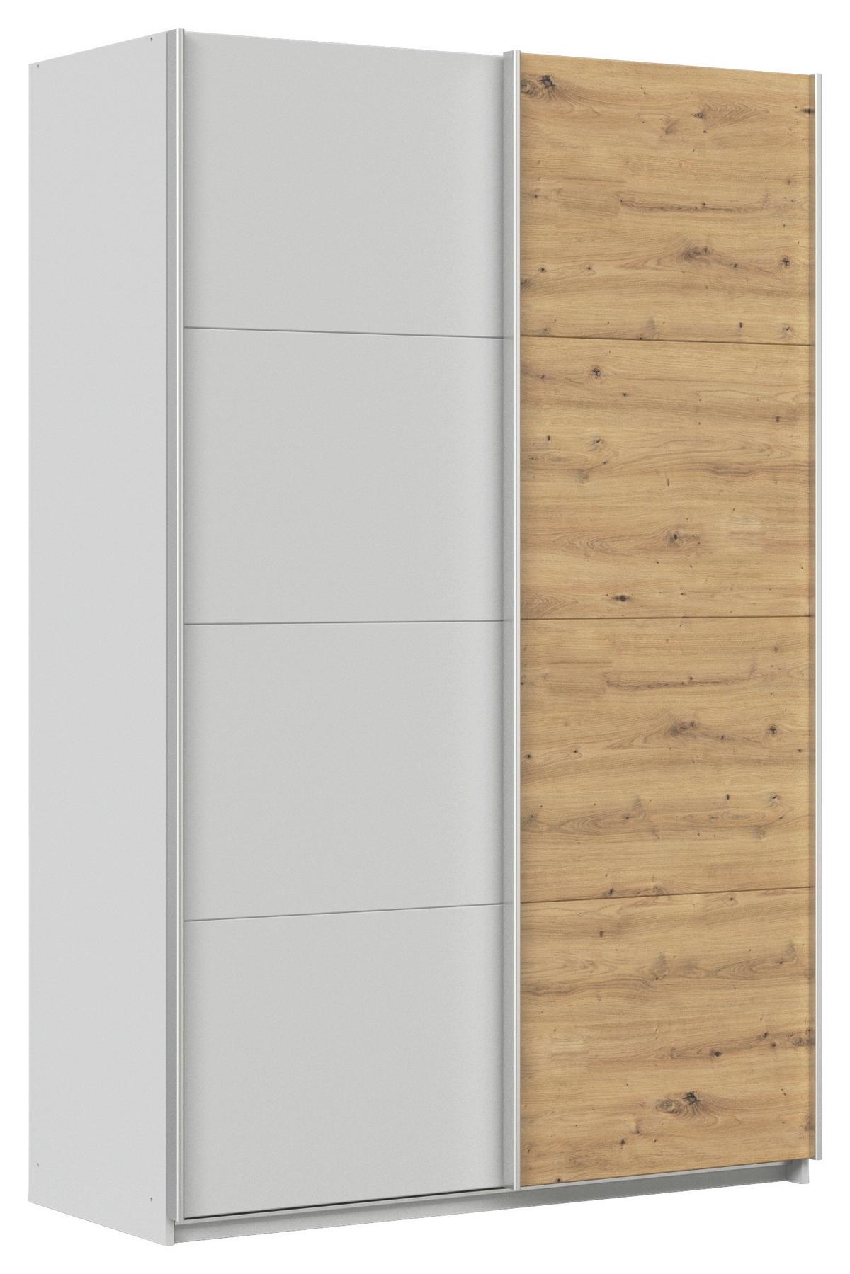 Schwebetürenschrank B: 136cm Feldkirch Seidengr/eiche Dekor - Hellgrau/Eiche Artisan, MODERN, Holzwerkstoff (136/210/62cm)