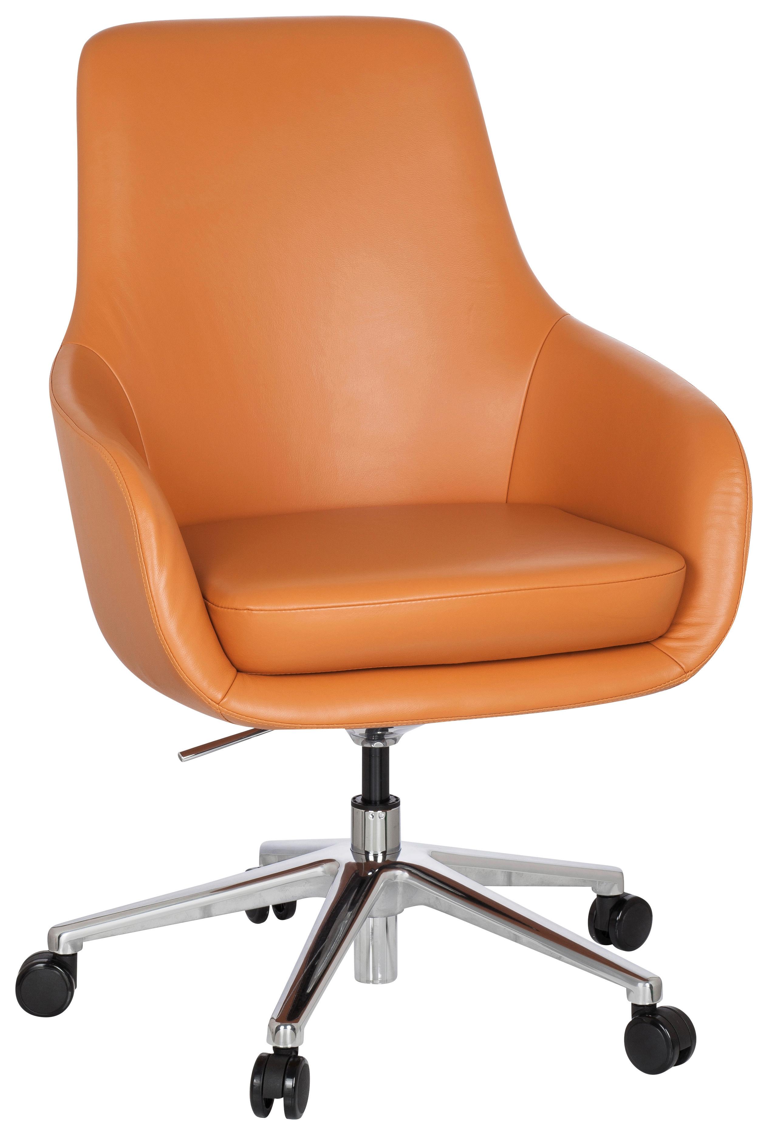 Bürostuhl Bareno mit Armstützen Orange - Alufarben/Orange, MODERN, Leder/Kunststoff (65/104/54cm) - MID.YOU