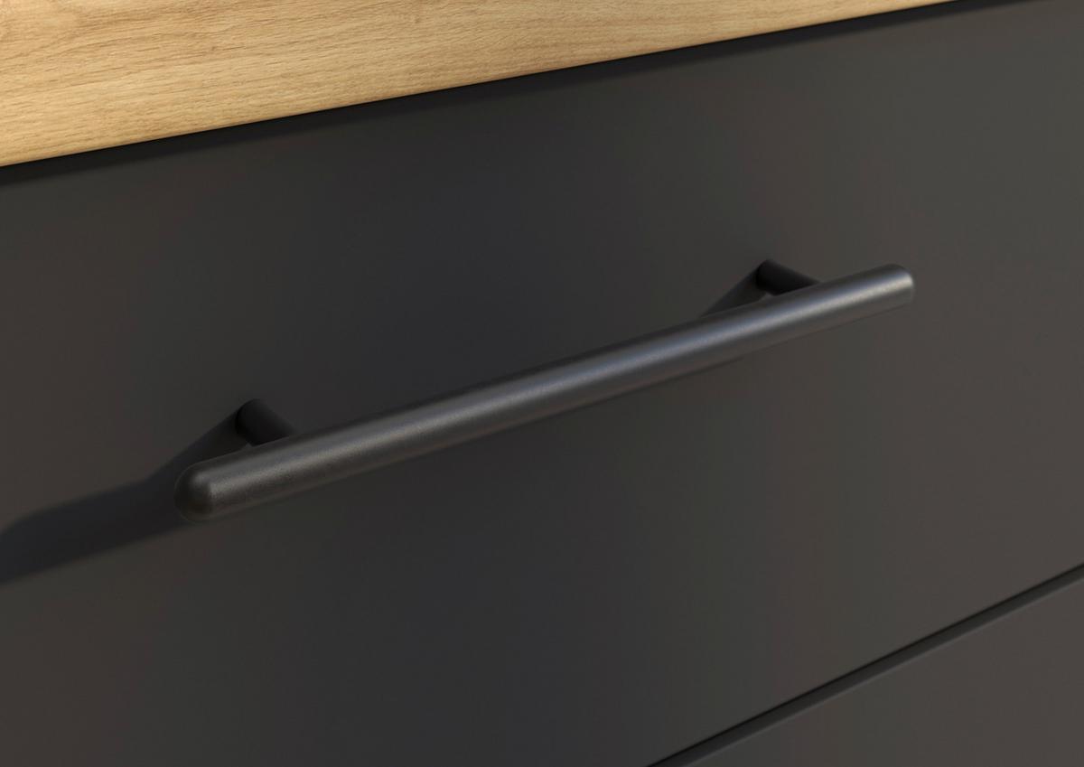 Küchenblock Capri Schwarz/Eiche Dekor B: 280 cm - Schwarz/Eiche Artisan, Basics, Glas/Holzwerkstoff (280cm) - MID.YOU