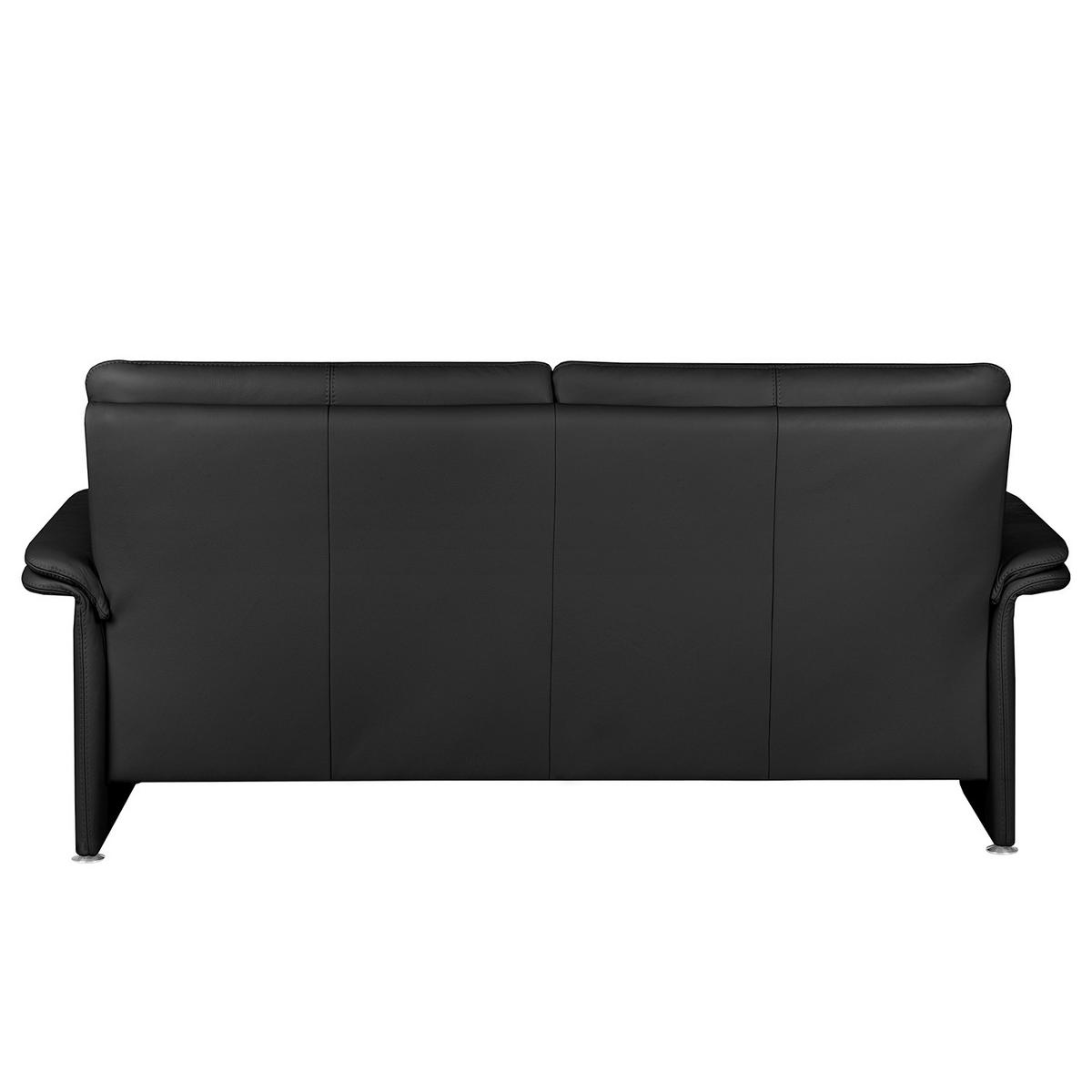 2,5-Sitzer-Sofa Comodo Echtleder Schwarz, B: 197 cm - Silberfarben/Schwarz, Design, Leder (197/90/88cm) - Livetastic