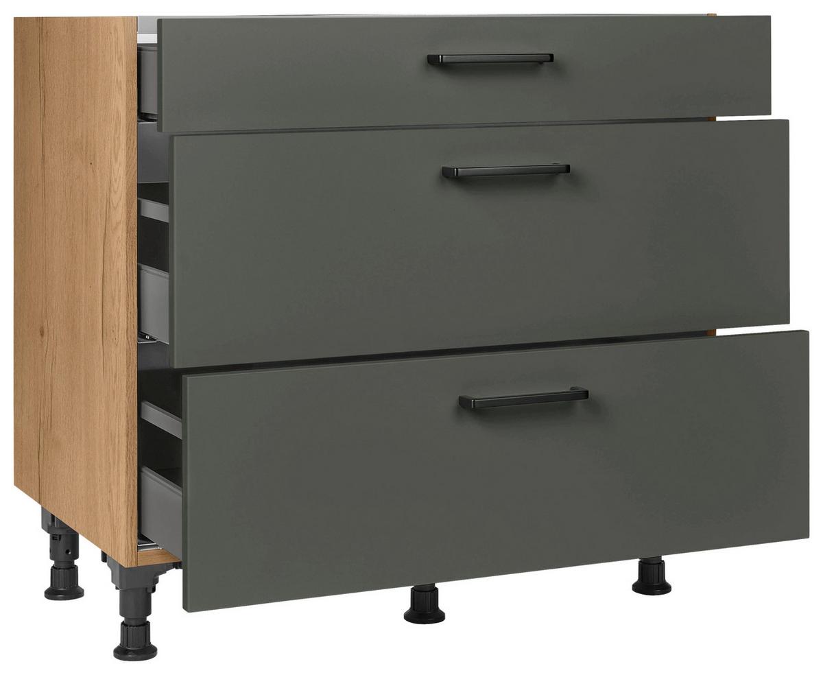 Kochfeldumbauschrank Easytouch - Eichefarben/Grün, MODERN, Holzwerkstoff (90,0/87,0/56,0cm) - Nobilia