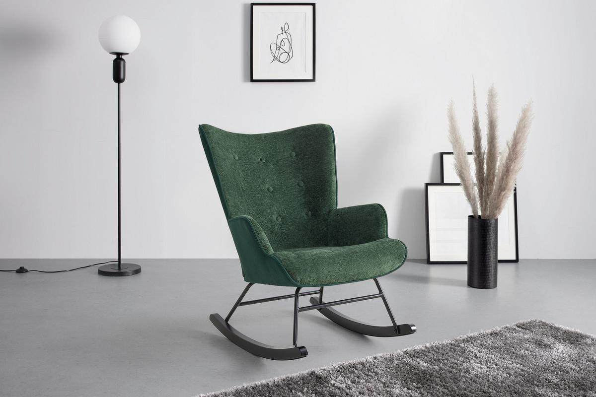 Hojdacie kreslo ROCK, zelená, max. 140 kg - čierna/zelená, Modern, kov/drevo (66/90/77cm) - Mömax