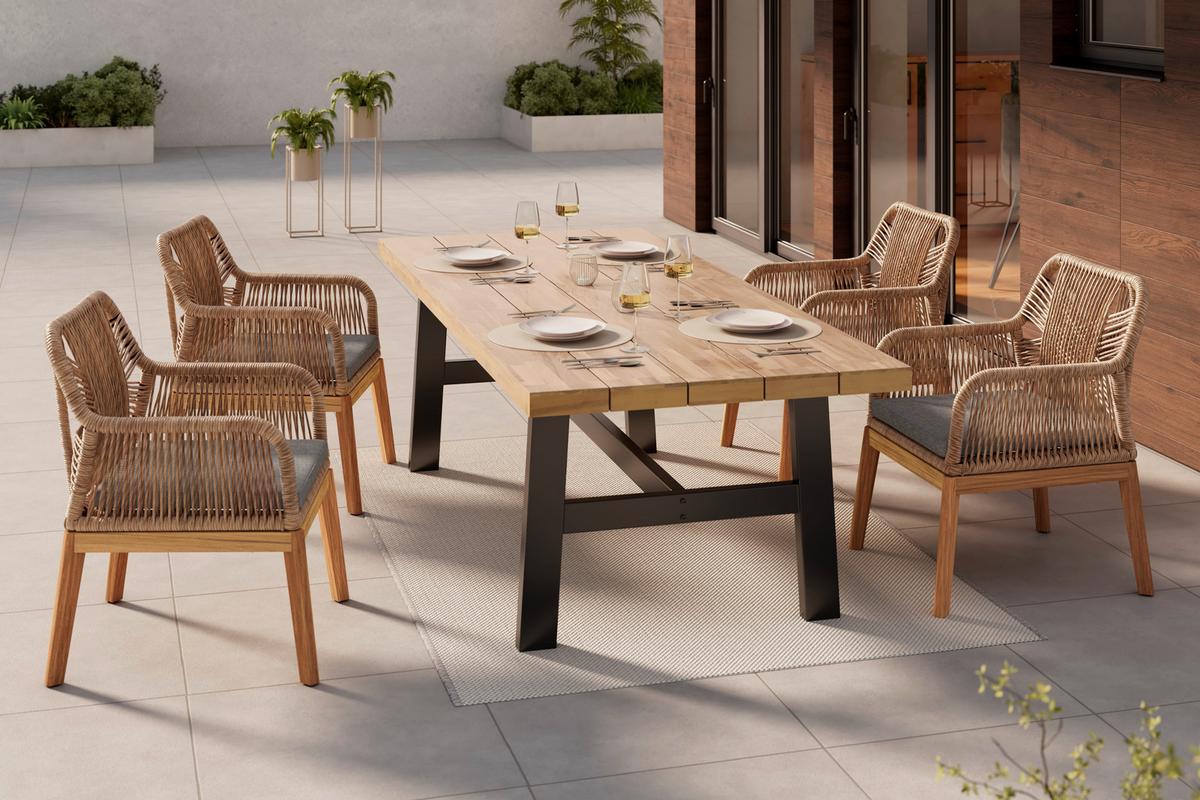 ZÁHRADNÝ STÔL SELMA - čierna/farba akácie, Modern, kov/drevo (240cm) - Mömax