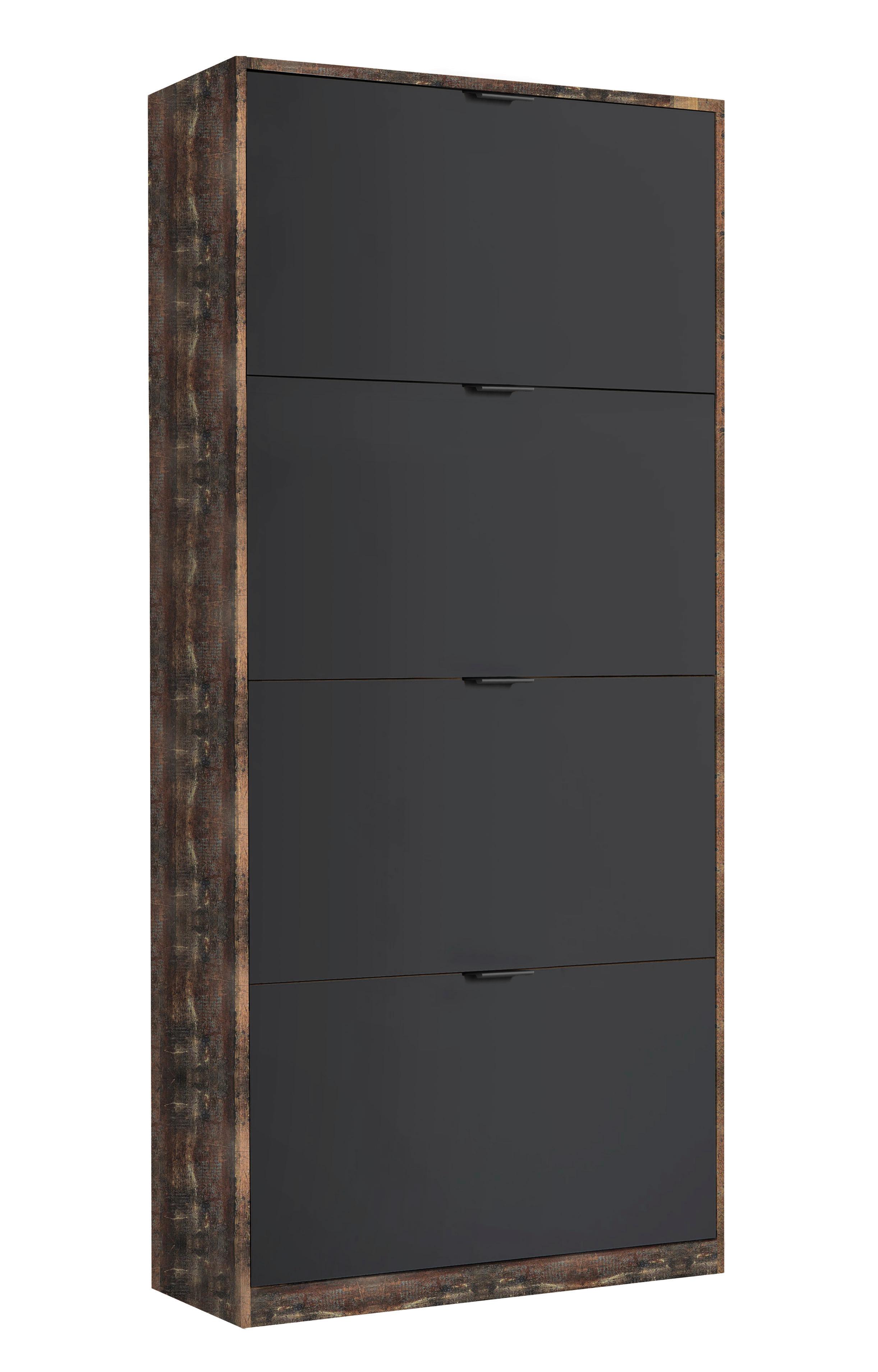 Cipősszekrény Yoro 4 64/157,4cm - ótölgy/antracit, Konventionell, faalapú anyag (64/157,4/19cm)