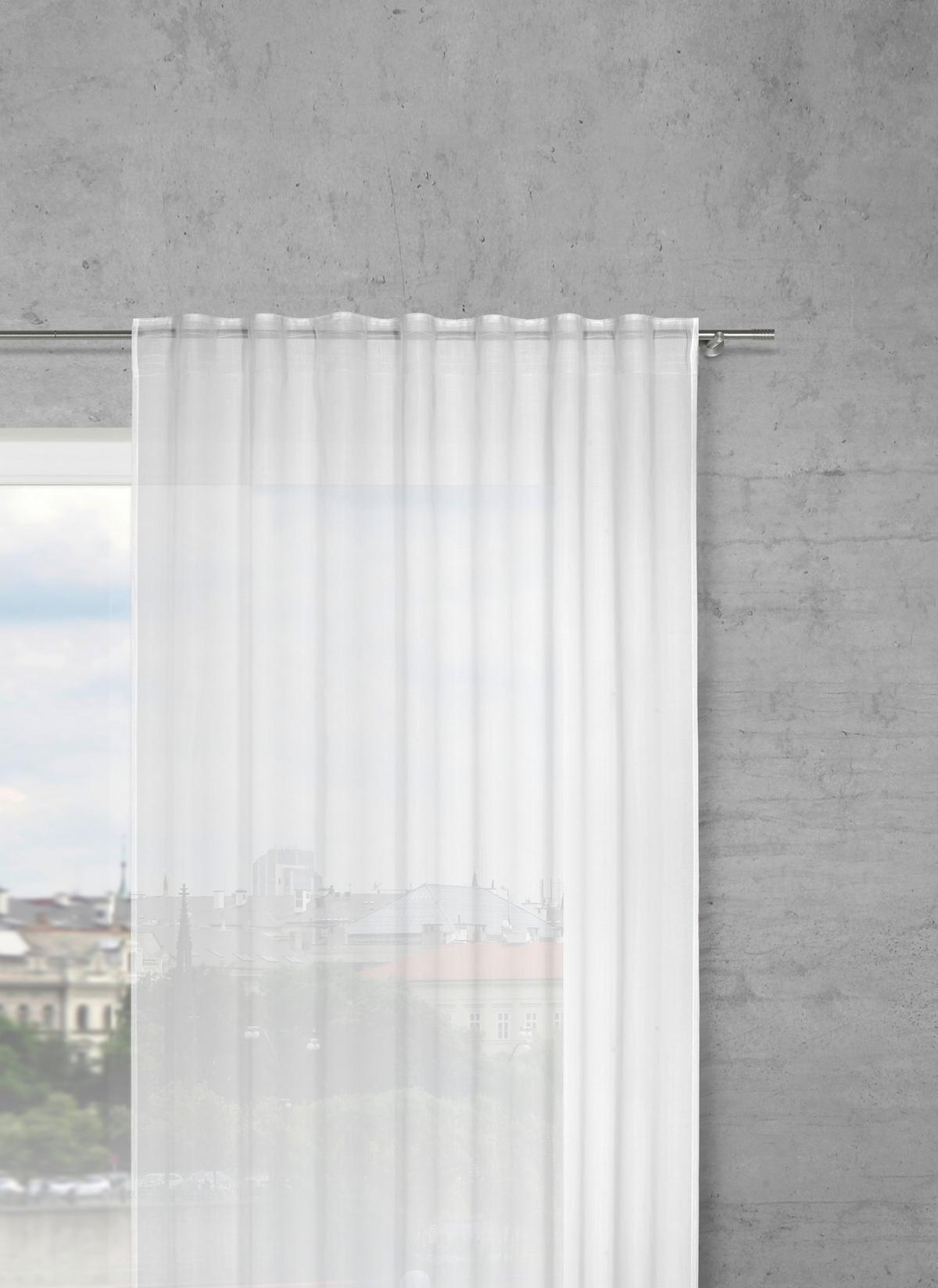 HOTOVÝ ZÁVES LEO TRANSPARENT 2 KS -AKT- - biela, Konventionell, textil (140/255cm) - Premium Living
