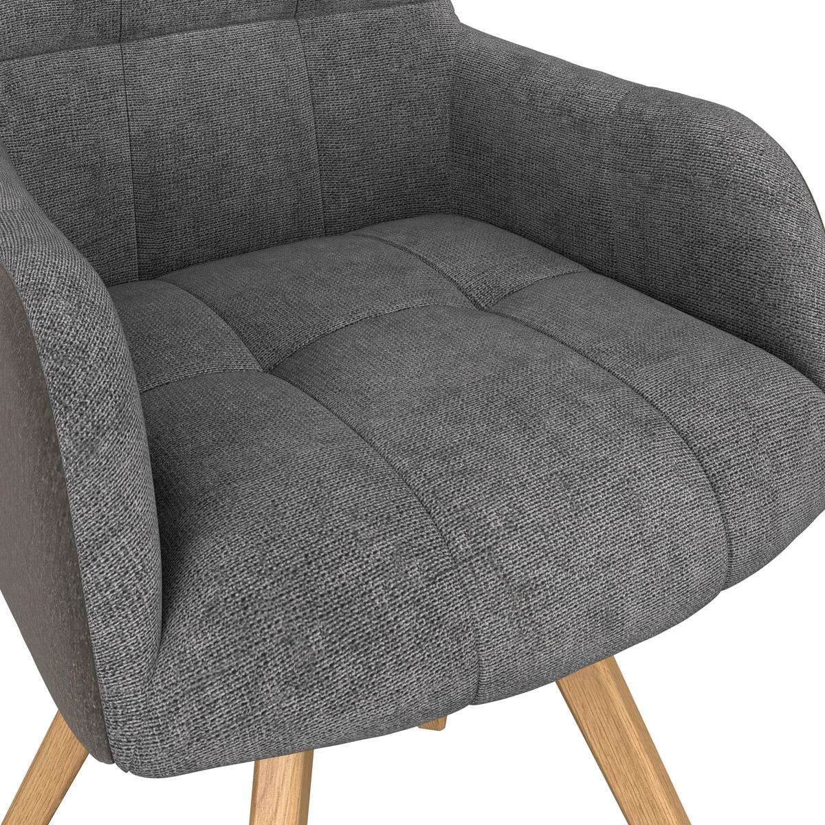 Armlehnenstuhl Elke Grau gepolstert - Naturfarben/Grau, MODERN, Holz/Textil (61/88/66,5cm) - James Wood