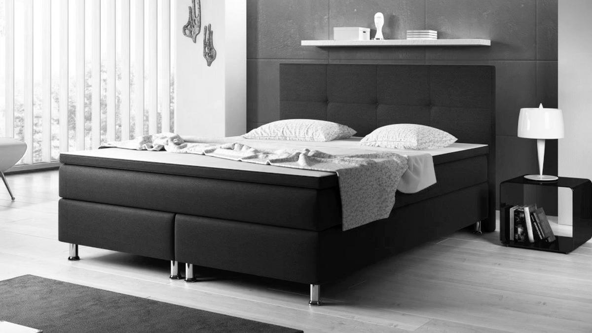 Boxspringbett Dallas-F - Silberfarben/Schwarz, KONVENTIONELL, Textil (180/200cm) - MID.YOU