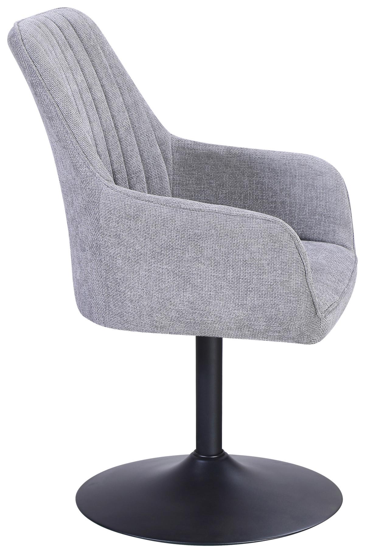 Armlehnstuhl Dany Leinenoptik Grau - Schwarz/Grau, MODERN, Textil/Metall (61/90/61cm) - MID.YOU