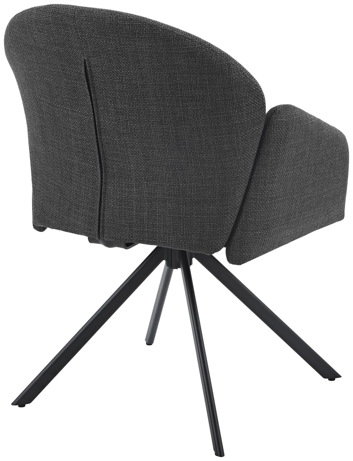 Armlehnstuhl Holly drehbar Webstoff Anthrazit, B: 56,5 cm - Anthrazit, MODERN, Textil/Metall (56,5/61/84cm)