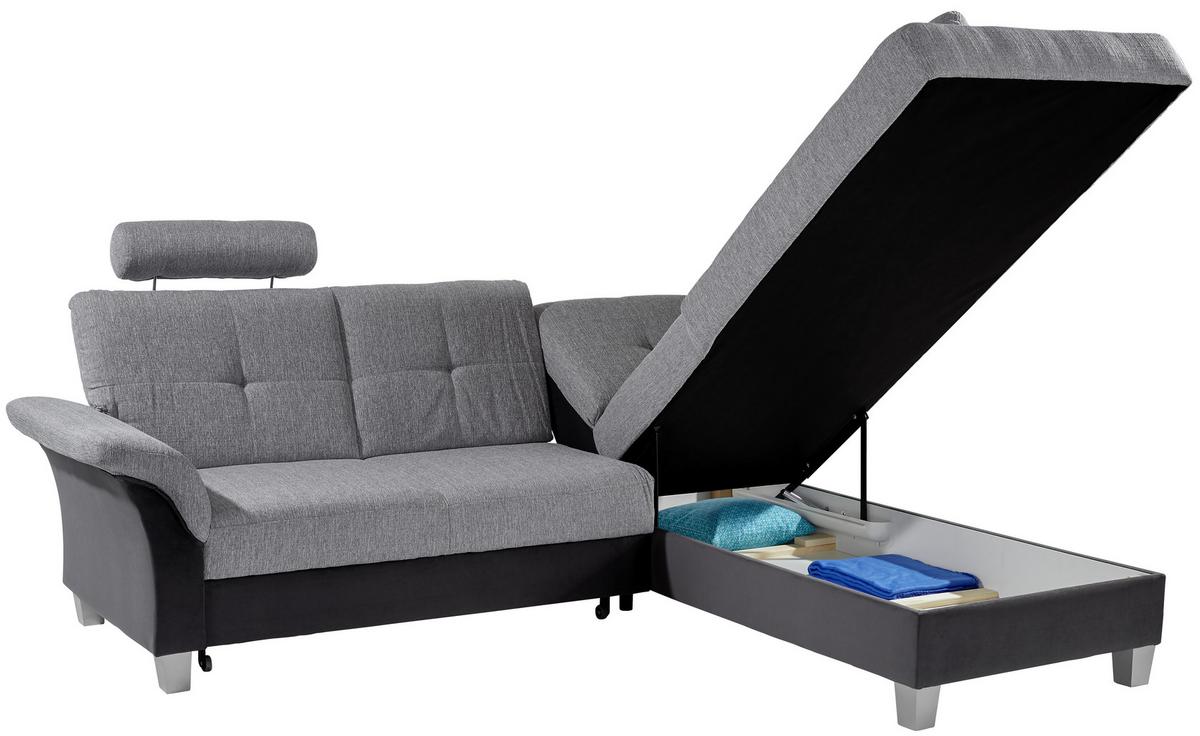 Sarokkanapé Portland - világosszürke/grafitszürke, Konventionell, textil (245/196cm) - Ondega