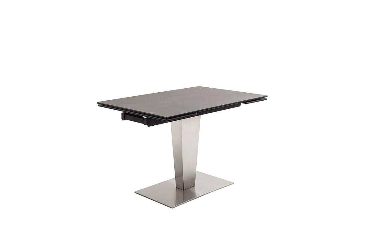 Ausziehtisch Pesaro 120-180x76x80cm Anthrazit - Edelstahlfarben/Anthrazit, Trend, Keramik/Metall (120-180/76/80cm)