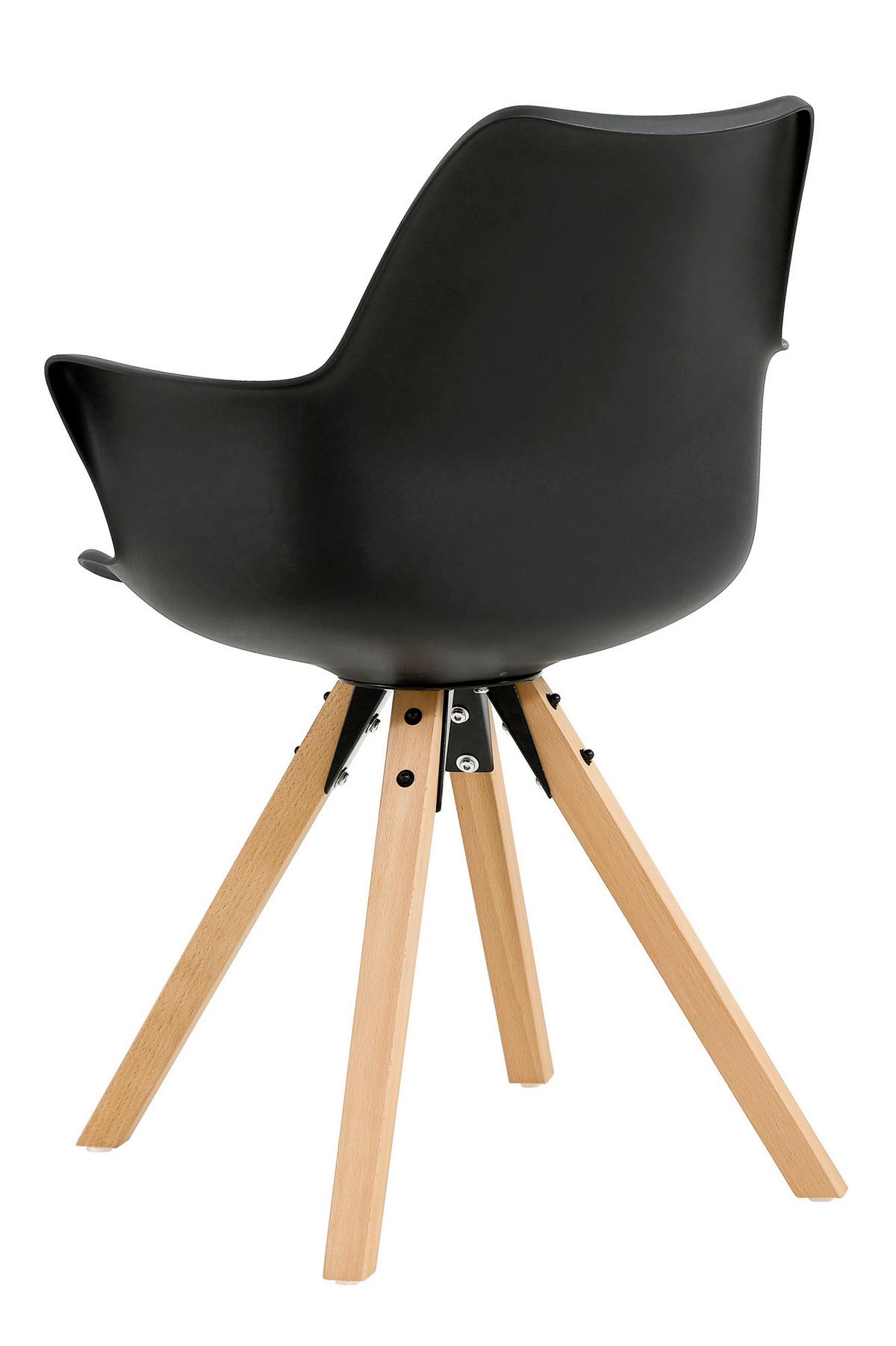 Armlehnstuhl-set Schwarz B: 58cm 2-Teilig - Eichefarben/Schwarz, MODERN, Holz/Kunststoff (58/84/61cm) - Livetastic