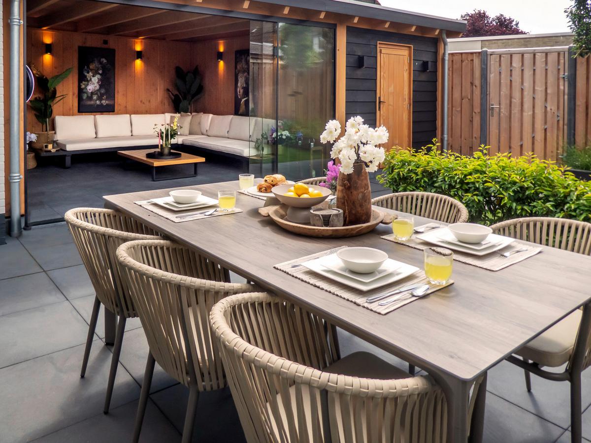 Gartenset Resi - Eiche grau/Braun, Basics, Metall (200/100/76cm) - Ambia Garden
