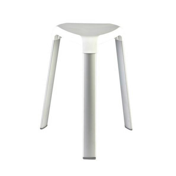 Duschhocker Rutschfest - Weiß, Basics, Kunststoff/Metall (29/26/45cm)