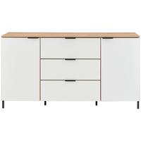 Sideboard Austin 160 Cm Eichefarben/glasfront Weiß - Eichefarben/Schwarz, Trend, Glas/Holzwerkstoff (160/89/40cm)