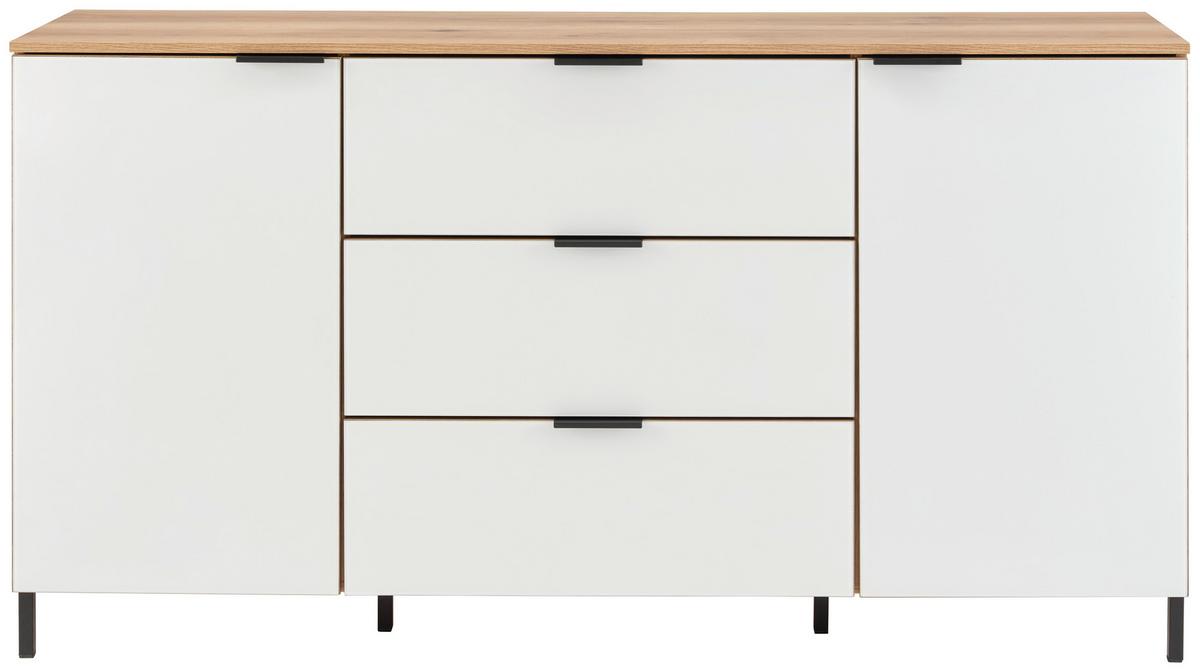 Sideboard Austin 160 Cm Eichefarben/glasfront Weiß - Eichefarben/Schwarz, Trend, Glas/Holzwerkstoff (160/89/40cm)