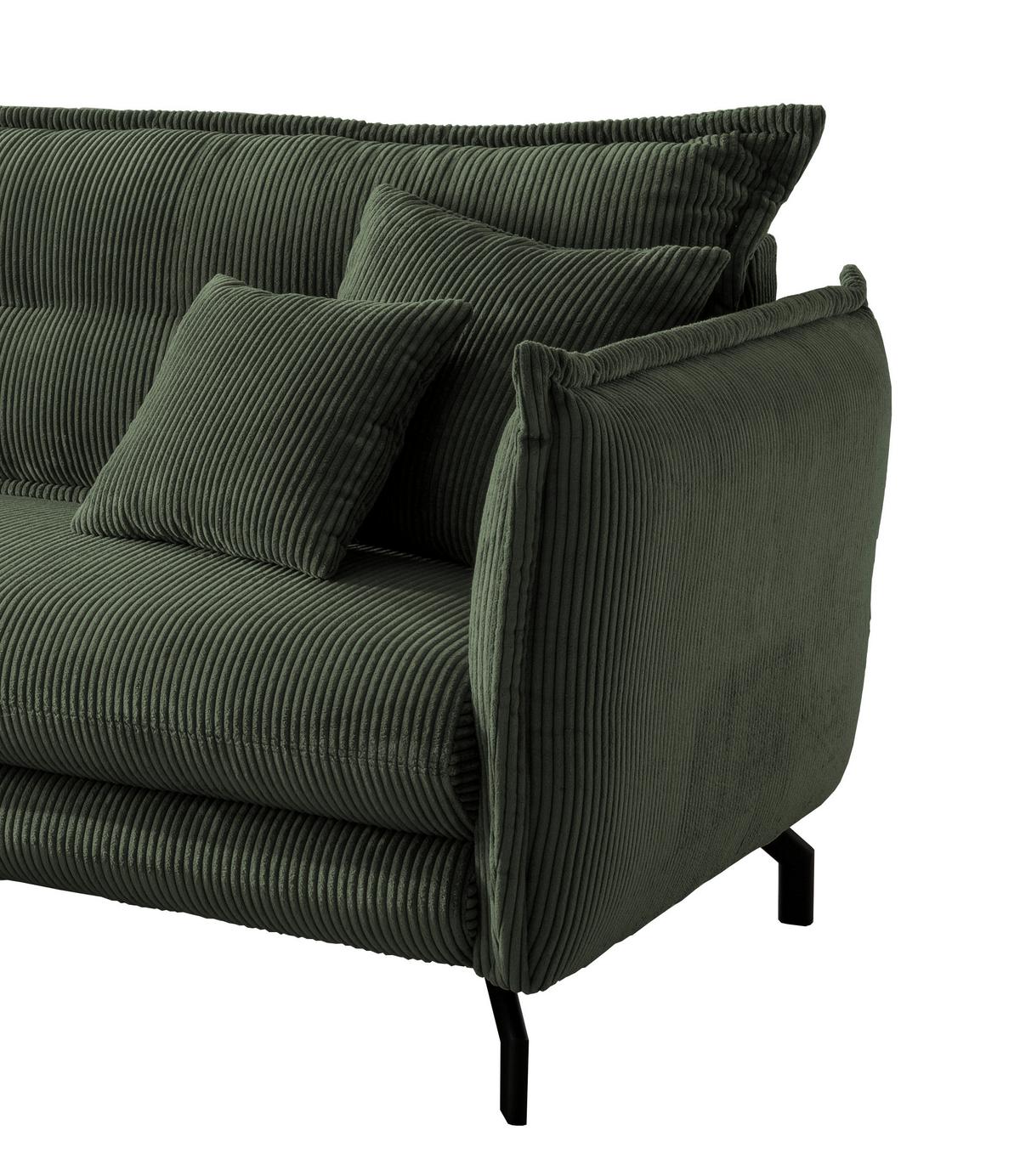Ecksofa Lava Grün S: 180/255 Cm - Schwarz/Grün, MODERN, Textil (180/255cm) - Livetastic