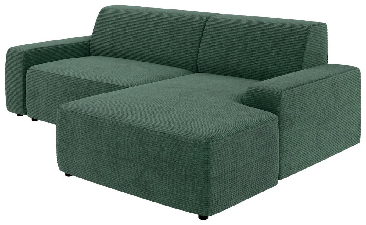 Ecksofa Wien Dunkelgrün S: 246x162 cm - Dunkelgrün/Schwarz, MODERN, Textil (246/162cm) - Trendmanufaktur