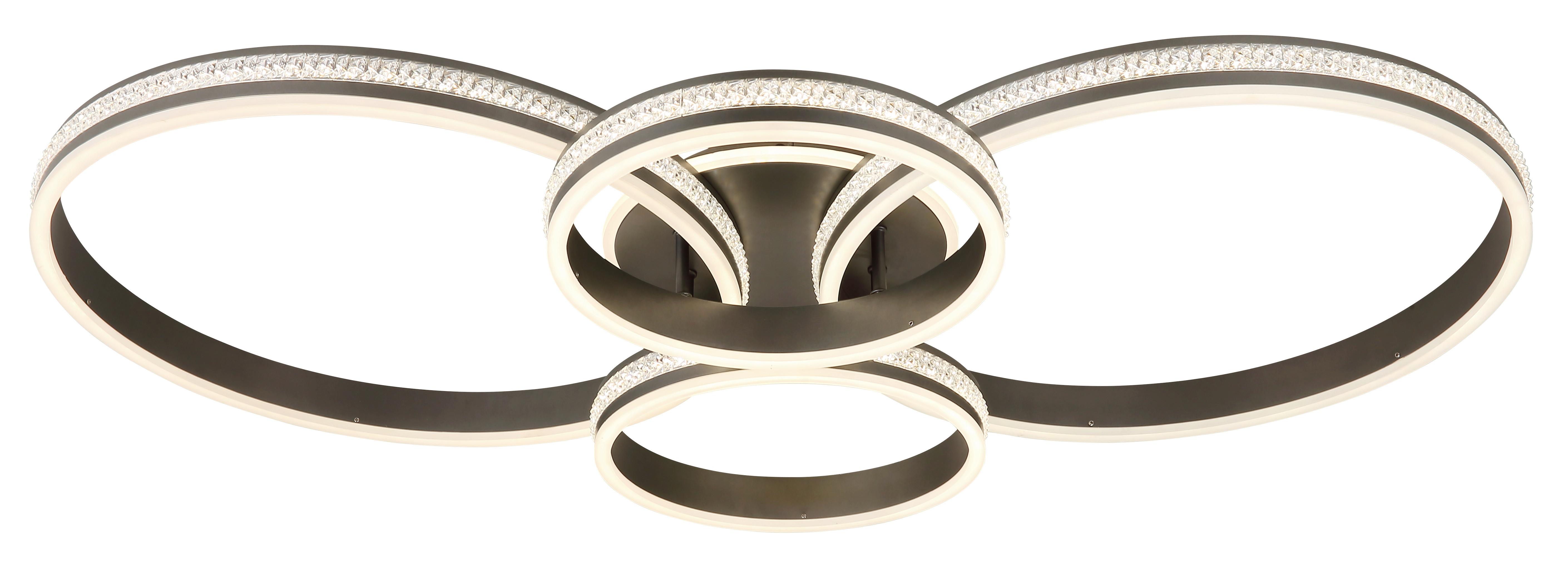 LED-Deckenleuchte Grouni Klar Titanfarben D: 51,5 cm - Klar/Titanfarben, Design, Kunststoff/Metall (51,5/11,4cm) - Globo