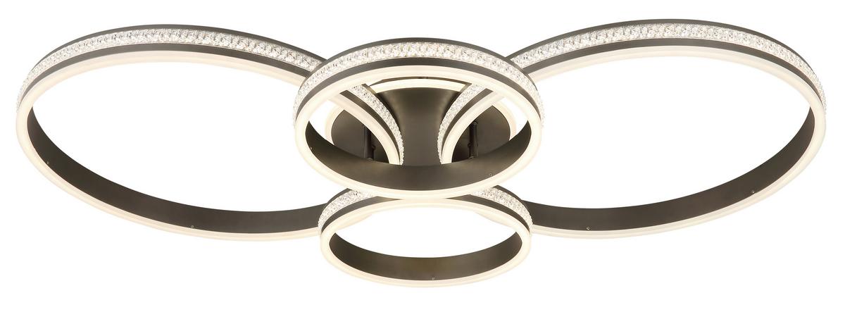 LED-Deckenleuchte Grouni Klar Titanfarben D: 51,5 cm - Klar/Titanfarben, Design, Kunststoff/Metall (51,5/11,4cm) - Globo