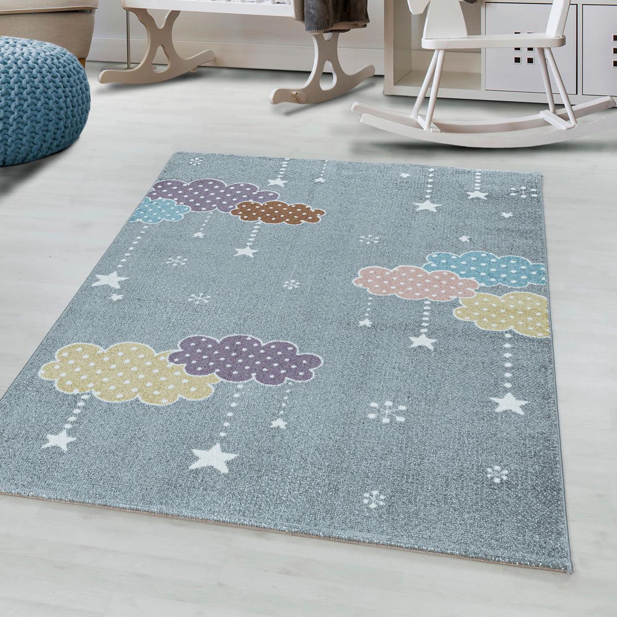 Kinderteppich Sterne & Woken Grau Lucky 80x150 Cm - Grau, Trend, Textil (80/150cm)