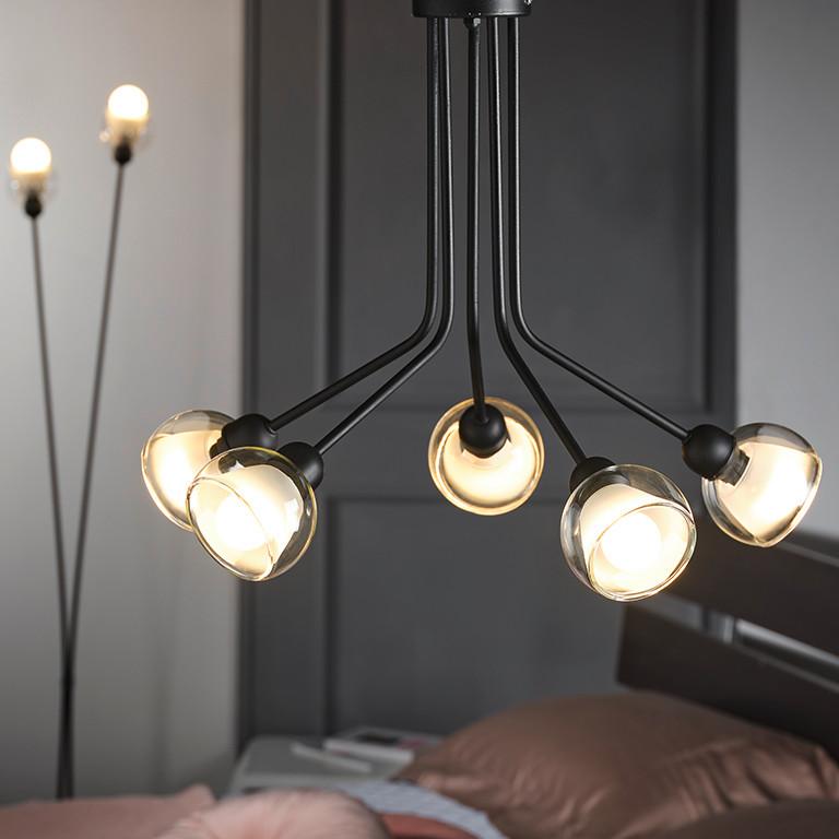 Deckenleuchte 5041/pl5 - Schwarz, Basics, Metall (55/45cm)