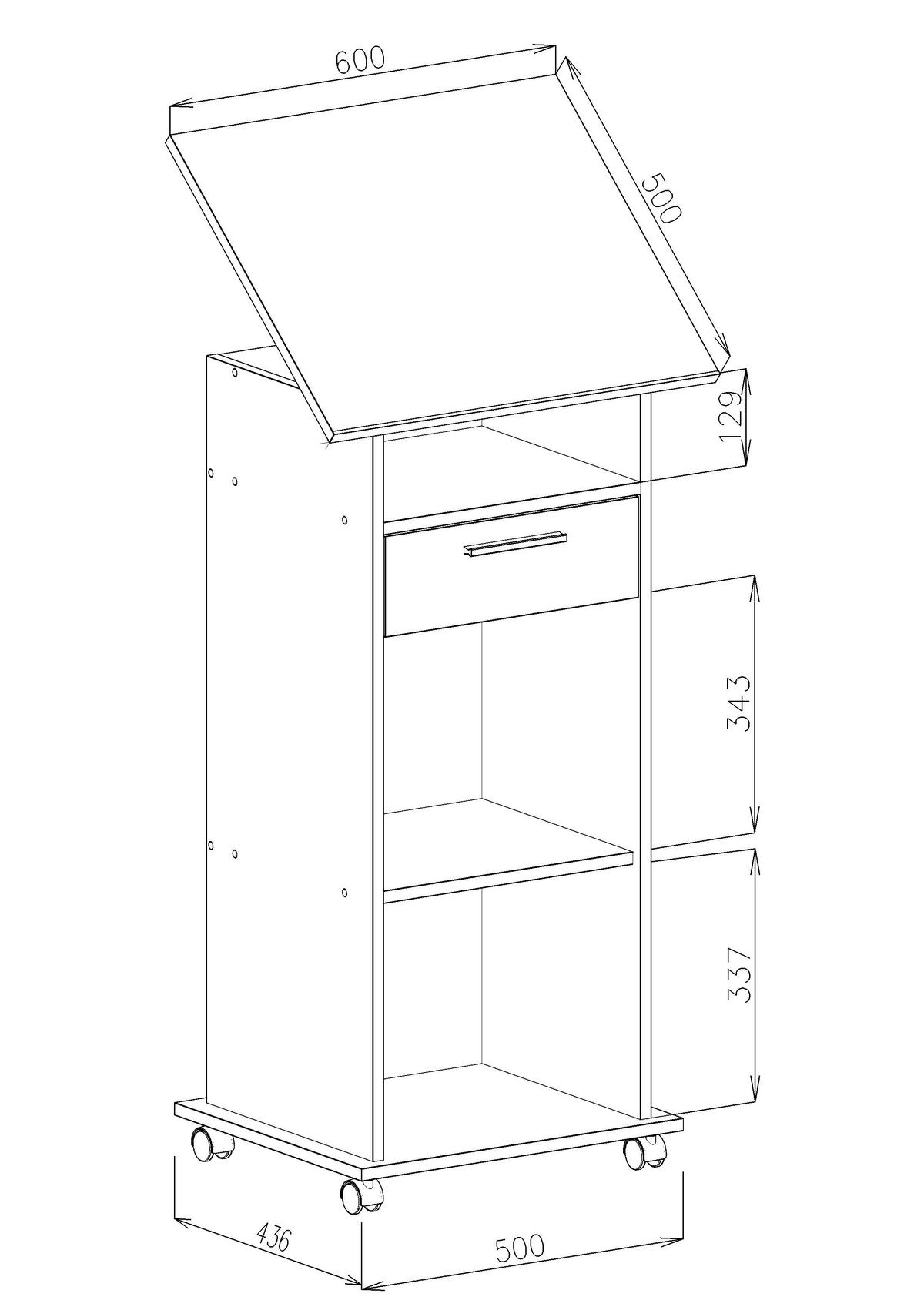 Stůl pro práci ve stoje NETA, bílá - bílá, Moderní, kompozitní dřevo (60/50/108,3cm) - MID.YOU