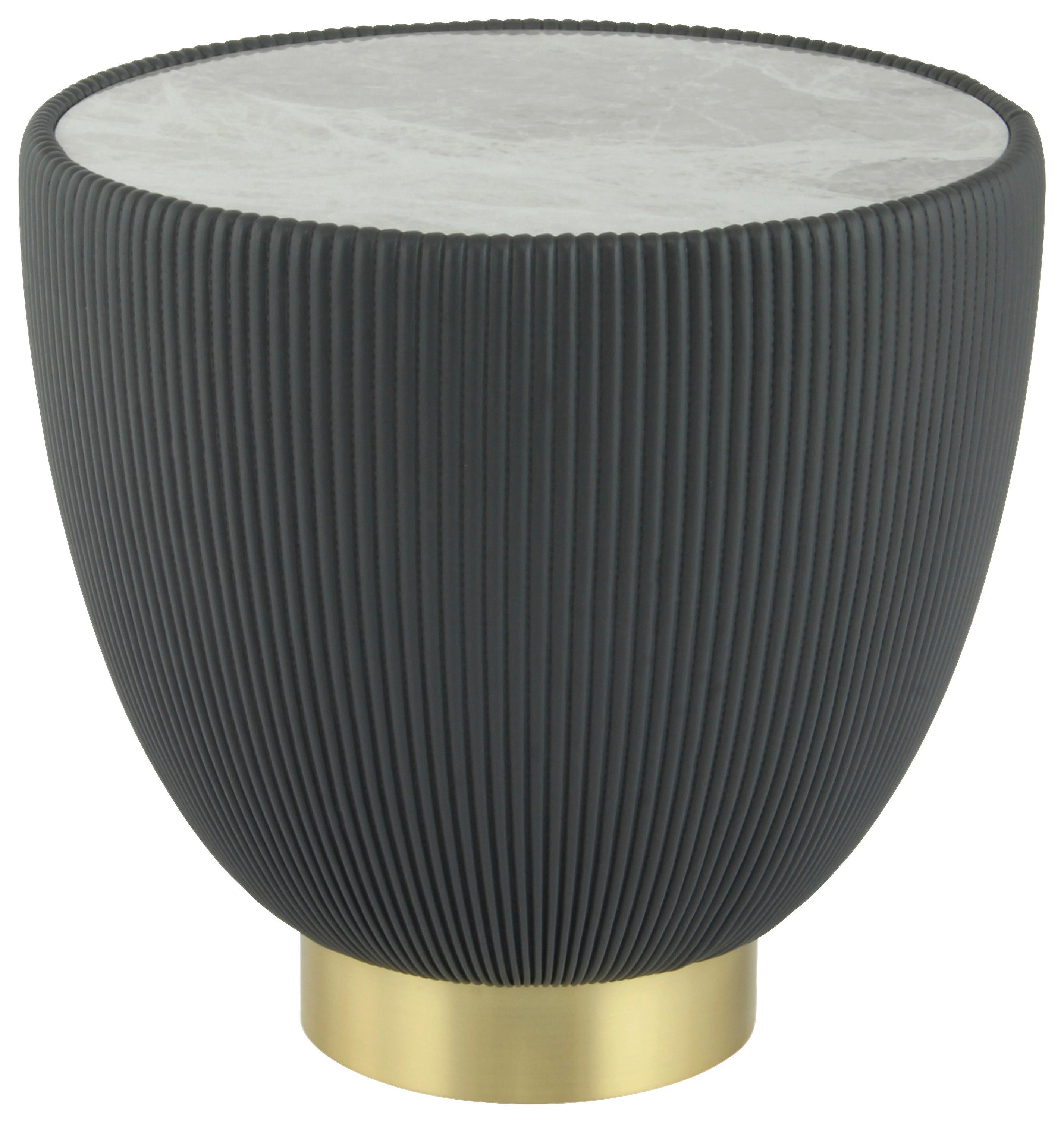 Beistelltisch Jokai 125 Dunkelgrau B: 47 Cm - Dunkelgrau/Goldfarben, Design, Textil/Stein (47/45cm) - Kayoom