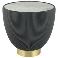 Beistelltisch Jokai 125 Dunkelgrau B: 47 Cm - Dunkelgrau/Goldfarben, Design, Textil/Stein (47/45cm) - Kayoom