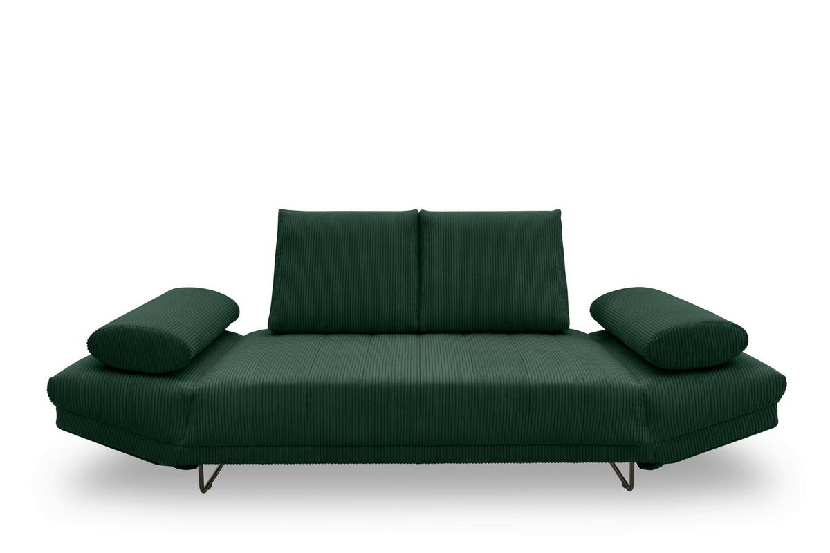 Schlafsofa Dunkelgrün B: 210 cm - Dunkelgrün/Schwarz, Design, Textil (210/95/97cm) - MID.YOU