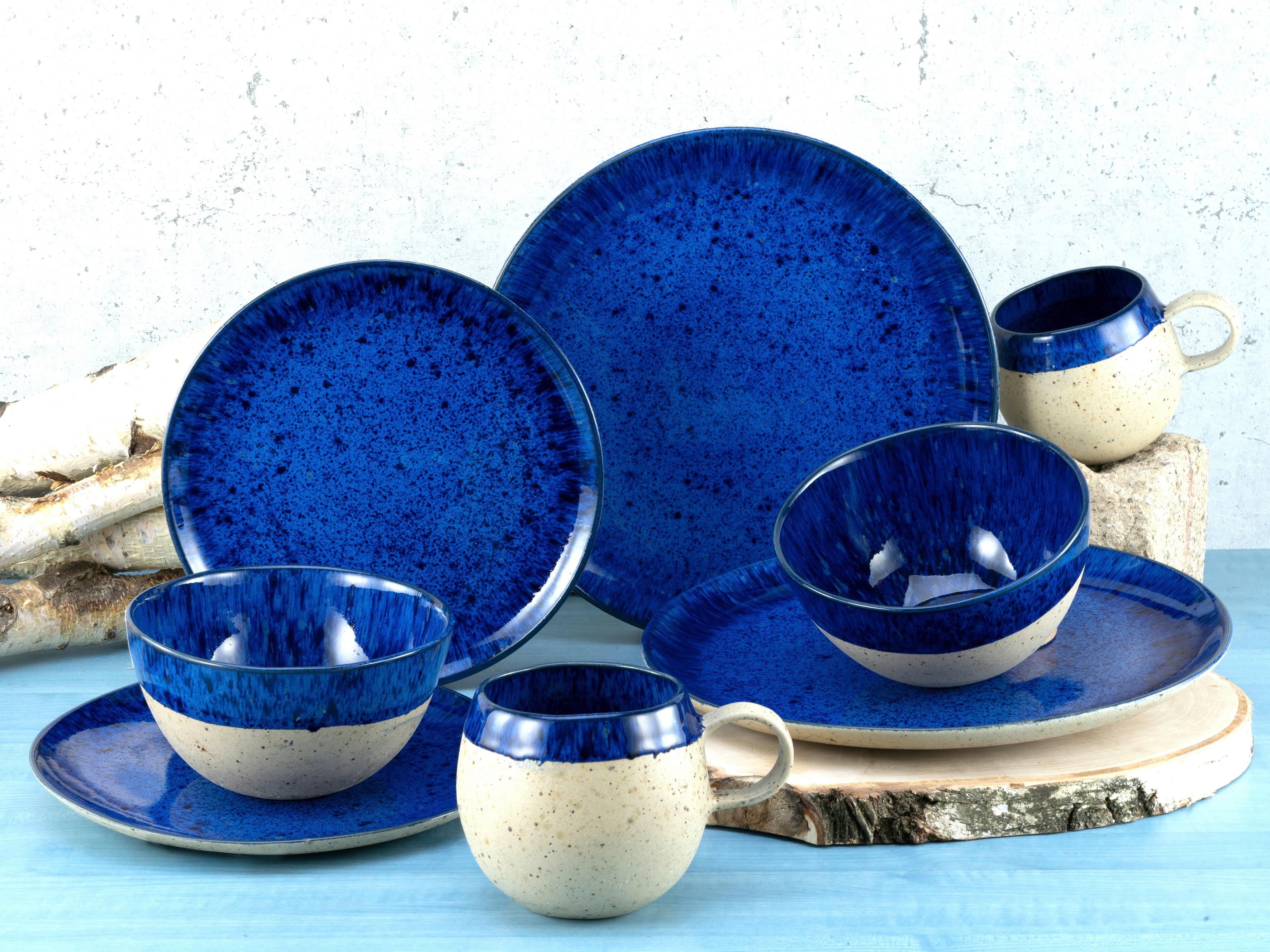 Kombinovaná souprava 8- dílná - modrá/béžová, Trend, keramika (29,5/31/34cm) - Creatable