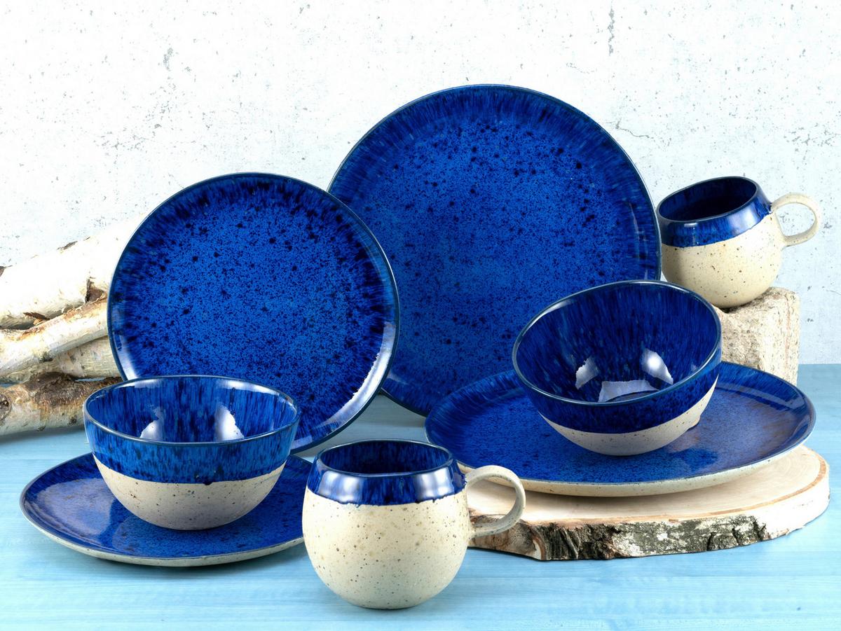 Kombinovaná souprava 8- dílná - modrá/béžová, Trend, keramika (29,5/31/34cm) - Creatable