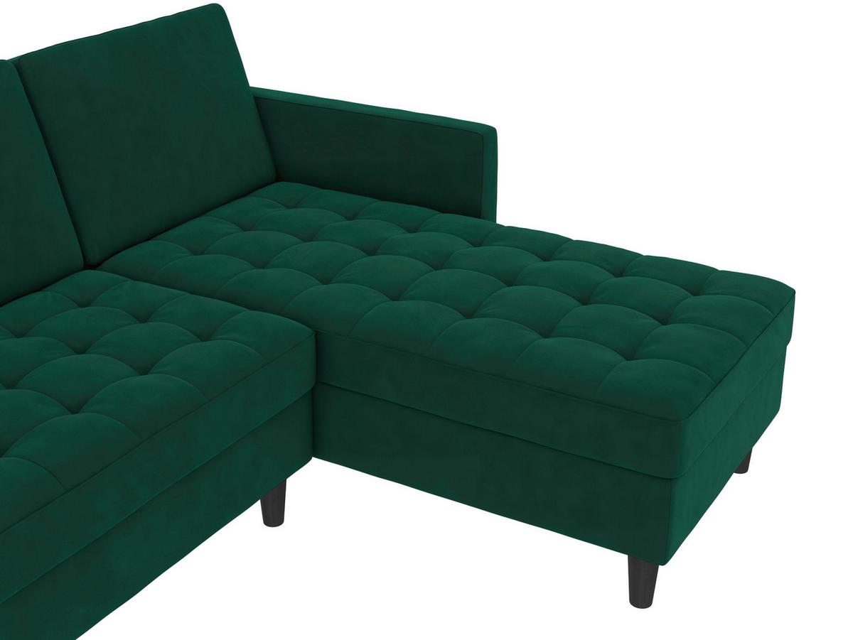 Ecksofa Palermo Dunkelgrün, mit Stauraum - Dunkelgrün/Schwarz, Basics, Textil (213/154cm) - Livetastic
