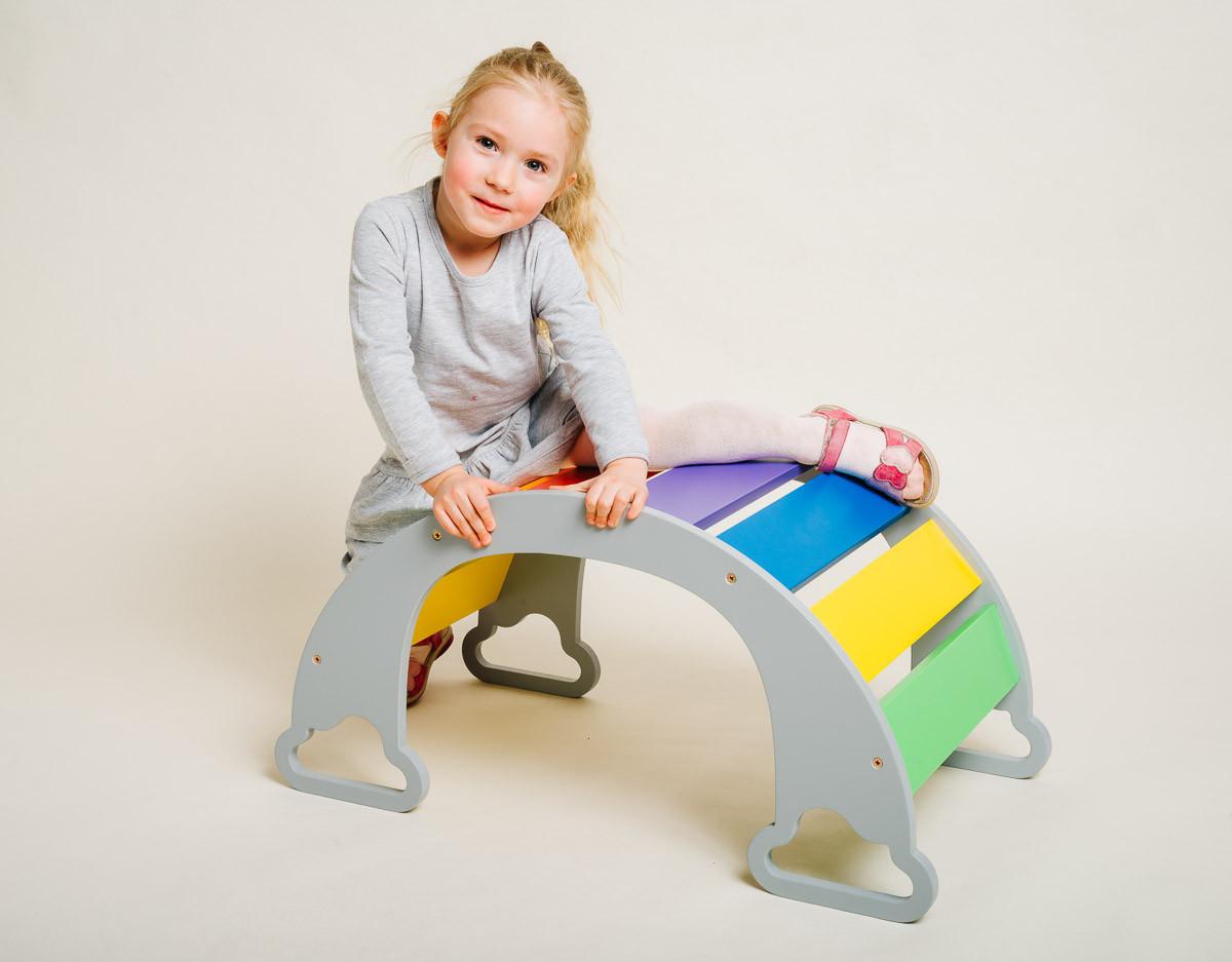 Wippe The Sway Rainbow - Multicolor/Grau, Basics, Holz (40/75/37cm)