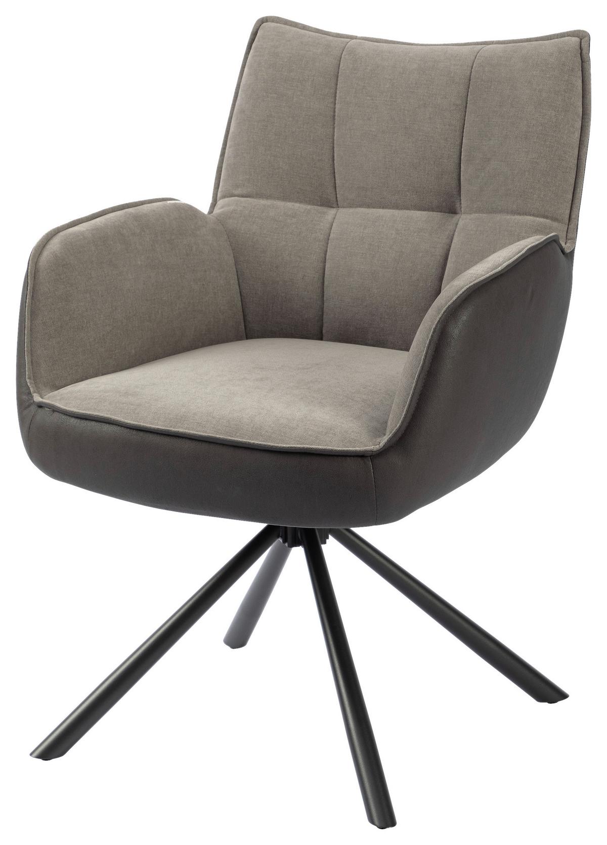 Armlehnstuhl Verona Grau B: 60 cm - Schwarz/Grau, MODERN, Textil/Metall (60ml) - MID.YOU