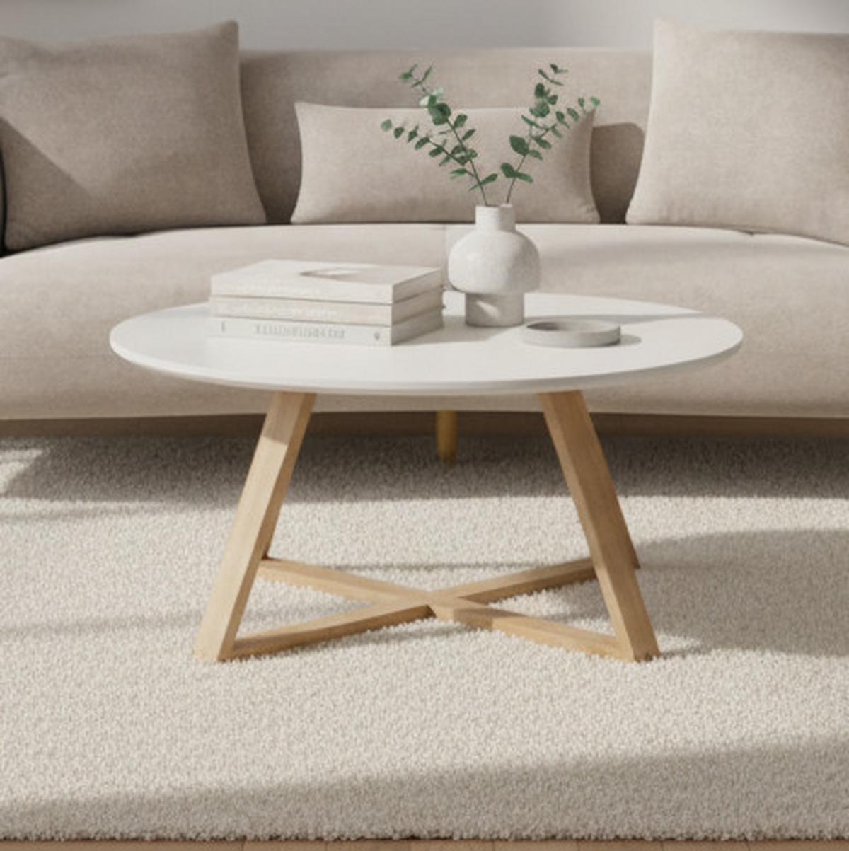 Konferenční stolek MATTIA - bílá/barvy dubu, Moderní, dřevo/kompozitní dřevo (80/80/39cm) - Bessagi Home