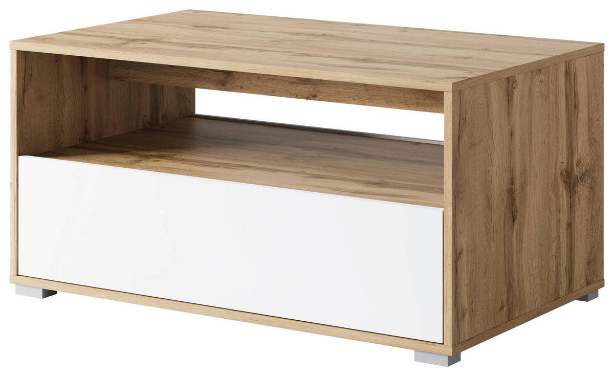 Couchtisch Narobi-ii Eiche Wotan/weiß B: 90 Cm - Eiche Wotan/Weiß, Trend, Holzwerkstoff/Kunststoff (90/45/55cm) - P & B