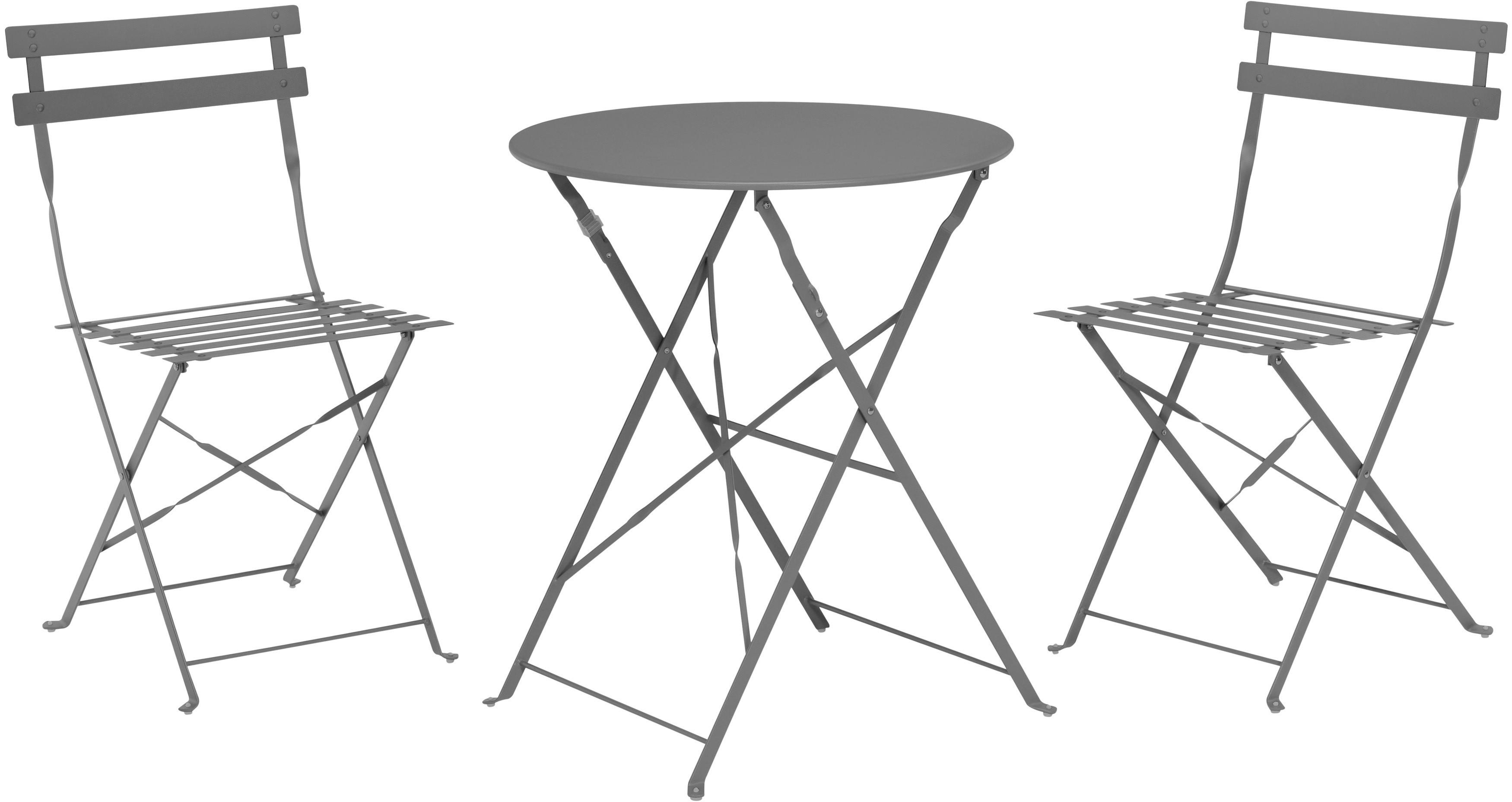 Balkonmöbel Set Metall - Anthrazit, Basics, Metall (140/40/80cm)
