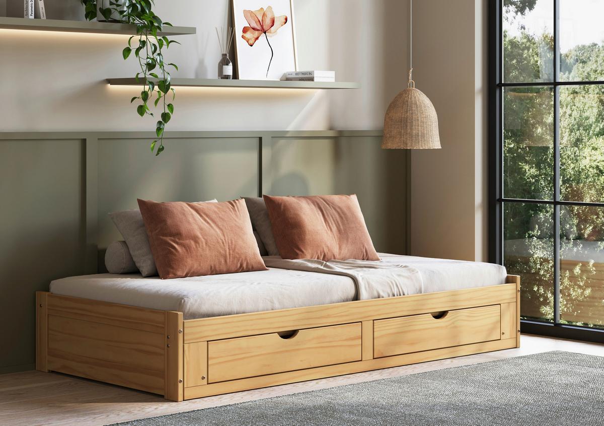 Ausziehbett Livio Ii - Naturfarben, MODERN, Holz/Holzwerkstoff (90/200cm) - MID.YOU