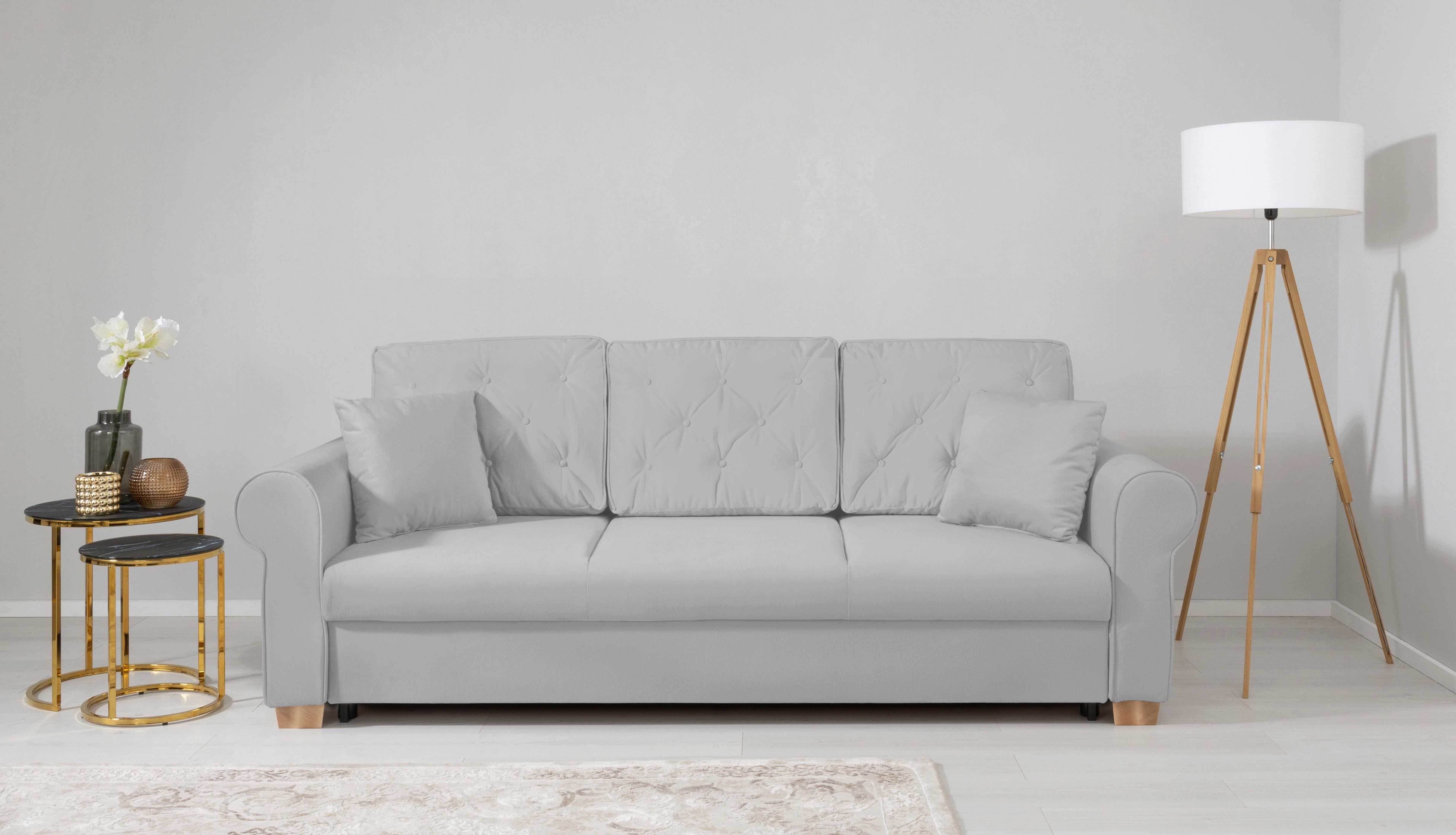 Schlafsofa Arles, Hellgrau 20 B: 240 cm - Buchefarben/Hellgrau, Design, Textil (240/94/98cm) - MID.YOU