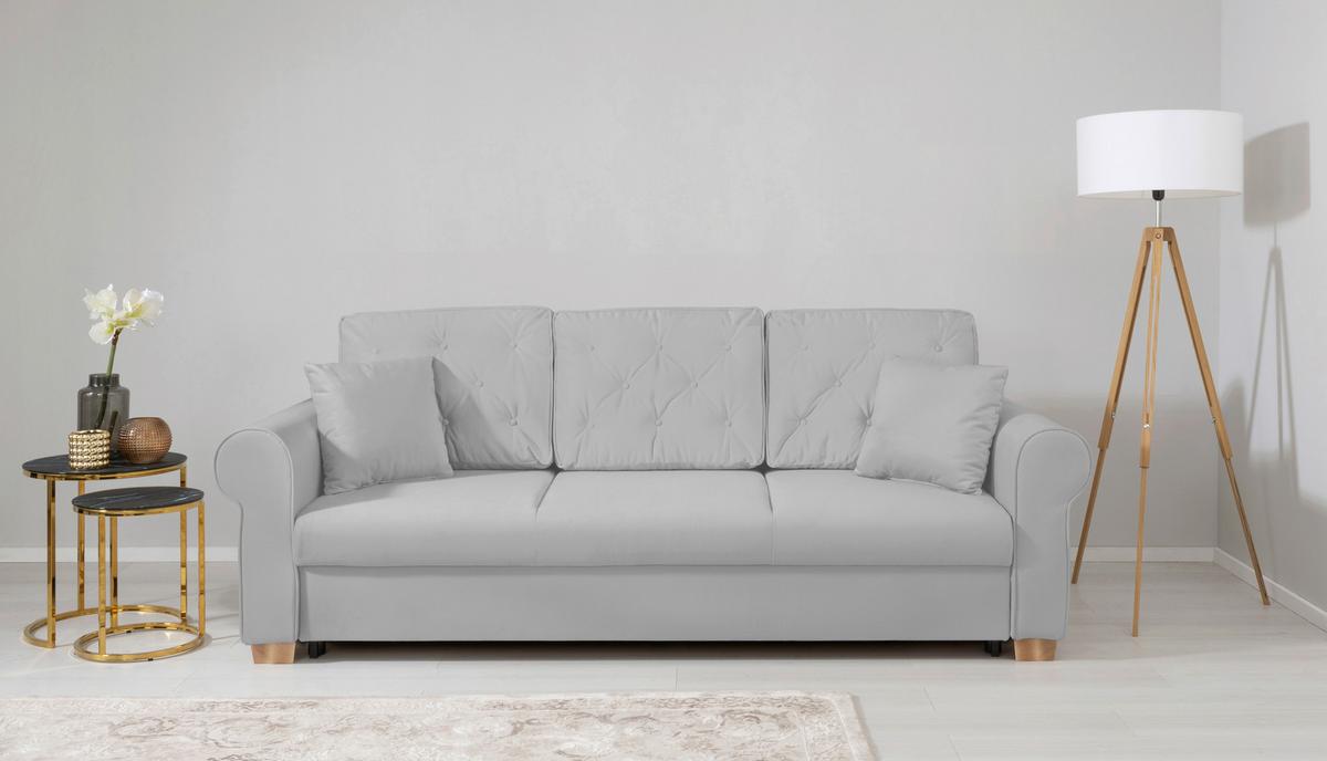 Schlafsofa Arles, Hellgrau 20 B: 240 Cm - Buchefarben/Hellgrau, Design, Textil (240/94/98cm) - MID.YOU